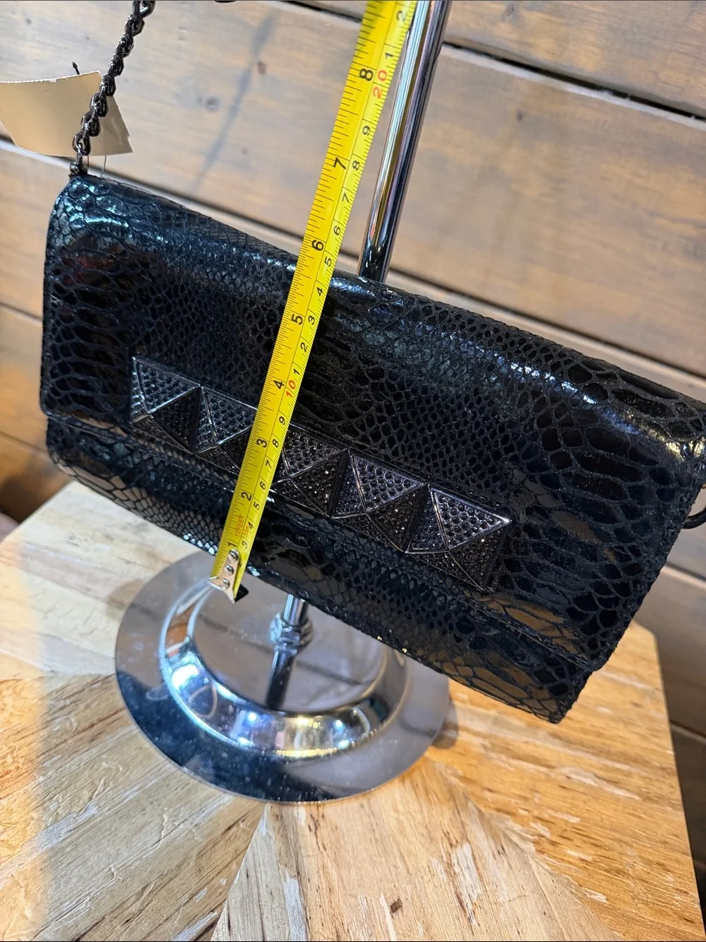 Michael Kors Black Studded Chain Shoulder Clutch Antonia